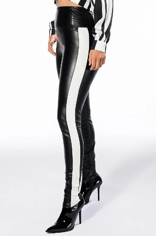 SLIM THICC FAUX LEATHER LEGGINGS WITH STRIPE