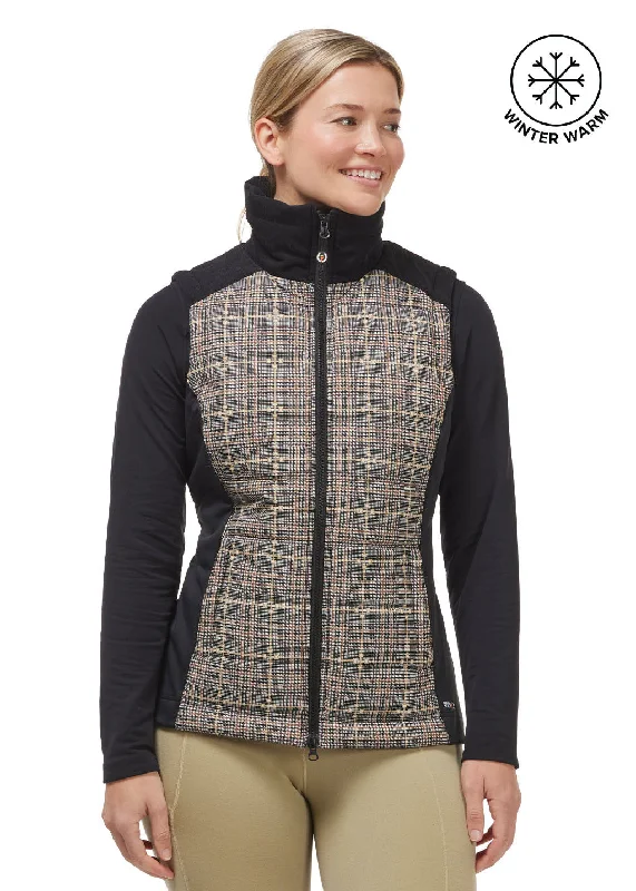 women's coats for snowboardingBits of Plaid Quilted Equestrian Vest