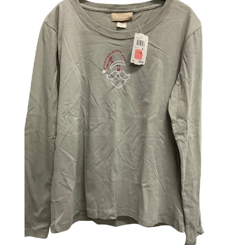 women's tops with ruffled hemsTop Long Sleeve By Clothes Mentor In Grey, Size: L