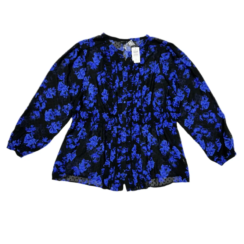 women's tops for everyday eleganceTop Long Sleeve By Torrid In Black & Blue, Size: 3x