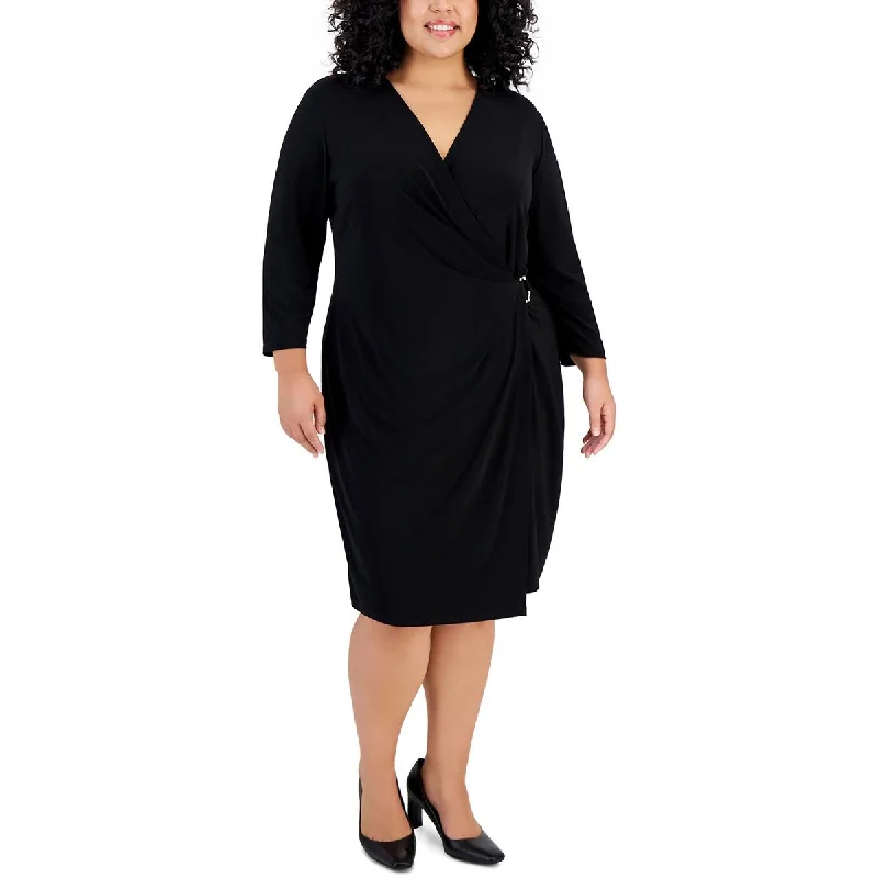 Laced-Up DressKasper Womens O-Ring Midi Wrap Dress