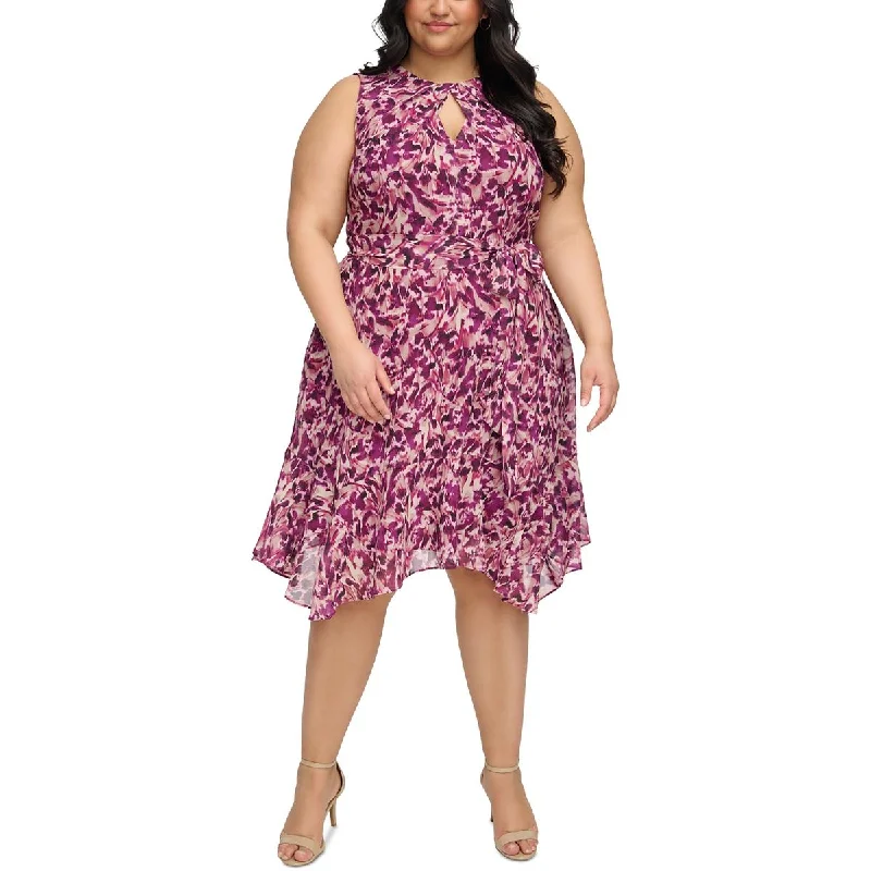 Body-Hugging DressJessica Howard Womens Plus Midi Printed Fit & Flare Dress