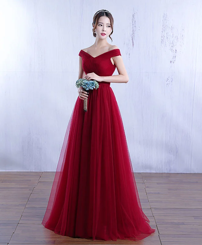 Embellished DressSimple V Neck Tulle A Line Long Prom Dress, Evening Dress