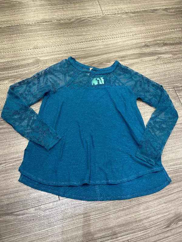 striped women's topsTop Long Sleeve By Free People In Teal, Size: Xs