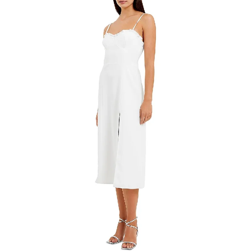 Formal DressFrench Connection Womens Echo Ruffled Mid-Calf Midi Dress