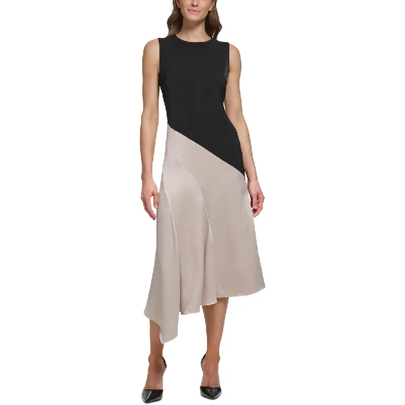 Zip-Up DressDKNY Womens Colorblock  Midi Dress