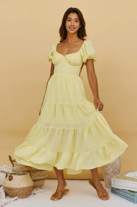 Flutter-Sleeve DressSerendipitous Moments Maxi Dress Yellow