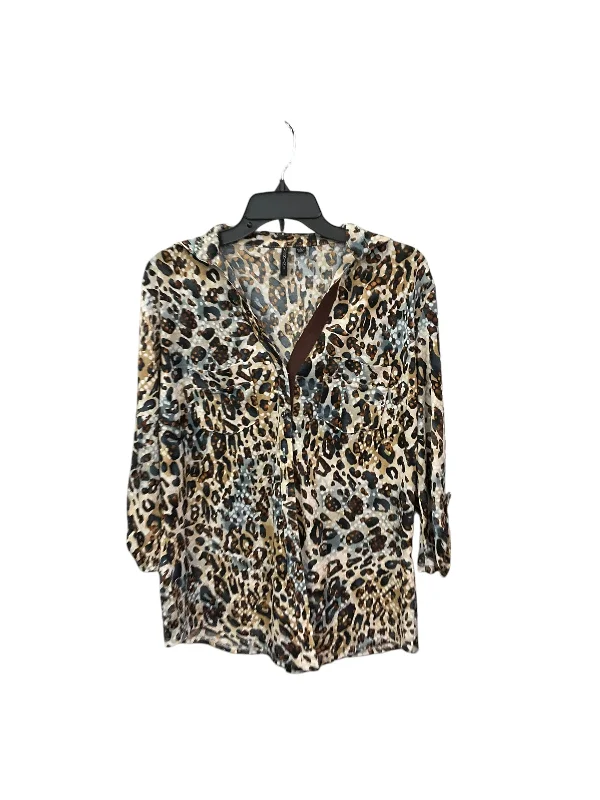 women's tops for those who love to dress up their casual looks with stylish topsBlouse Long Sleeve By Clothes Mentor In Animal Print, Size: L