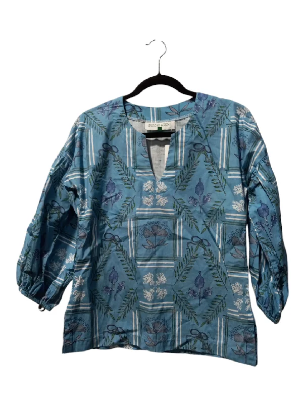 women's tops with ruffled hemsBlouse Long Sleeve By Clothes Mentor In Multi-colored, Size: S