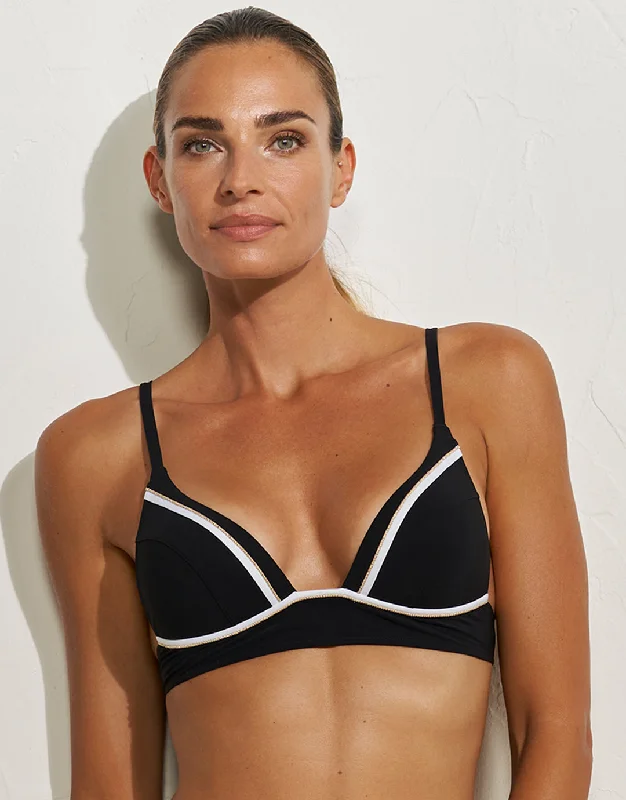 Quick-Dry Cover-Up FemaleMetrics Bralette Bikini Top - Black White and Gold