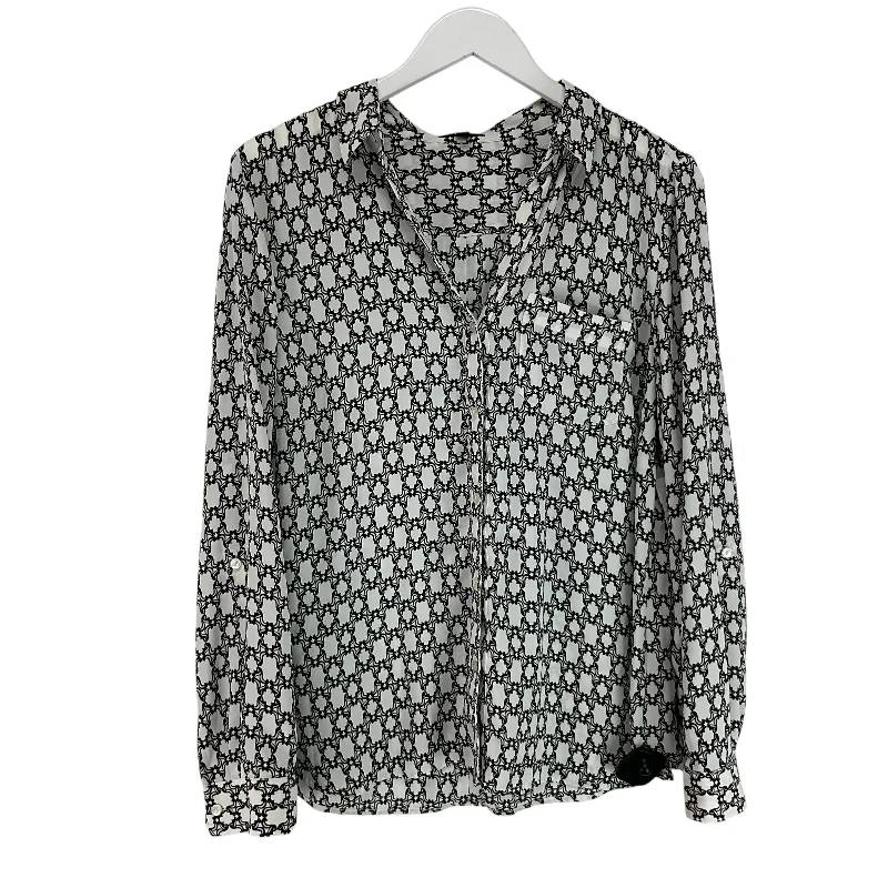 luxury women's topsBlouse Long Sleeve By Clothes Mentor In Black & White, Size: Xl