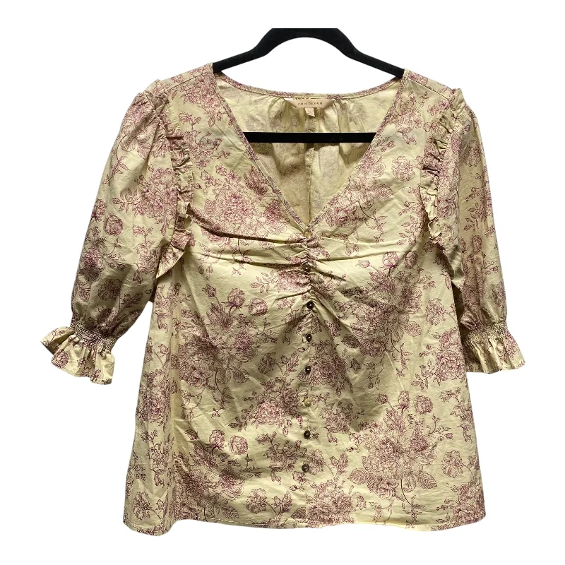 women's tops for those who value both quality and affordabilityBlouse 3/4 Sleeve By Clothes Mentor In Pink & Tan, Size: Xl