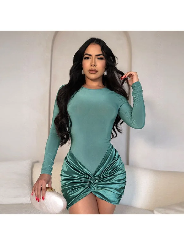 women's bodycon dressesRuched Bodycon Long Sleeves Mini Dress