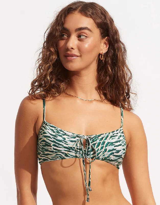 Active Female SwimwearWild at Heart Drawstring Bralette Bikini Top - Evergreen