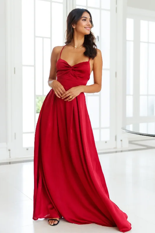 Denim DressDrinks All The Time Maxi Dress Red