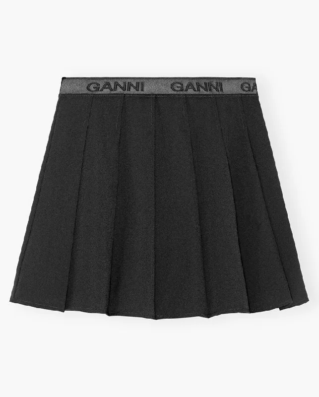 women's limited-edition dressesLight Twill Pleated Mini Skirt BLACK