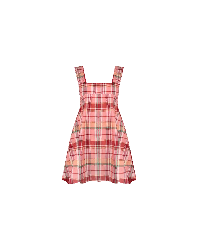 Empire DressMARGIE TIE MINI DRESS PEACHIE TARTAN