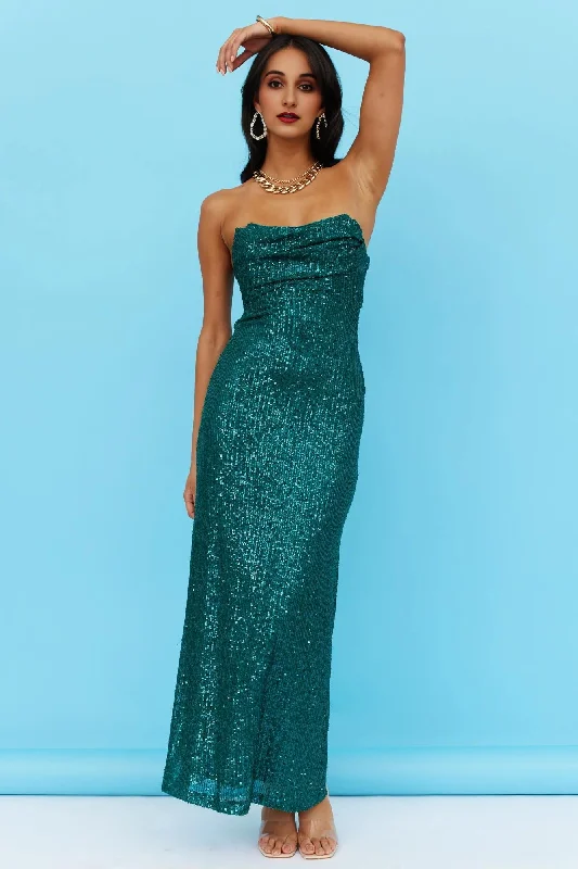 women's cocktail dressesFinest Words Maxi Dress Green Sequin