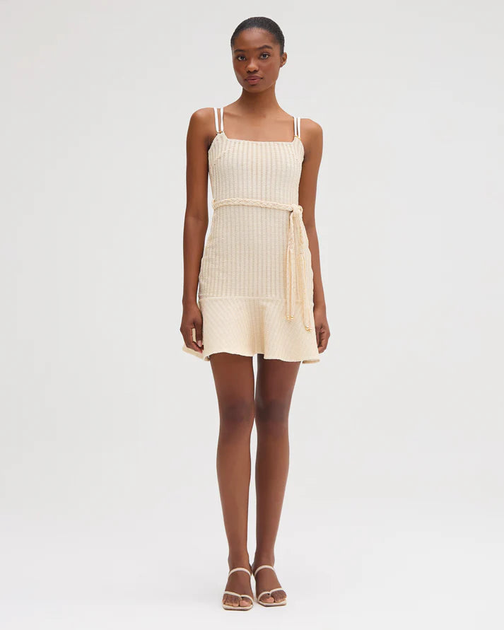 Ruffle DressMetallic Knit Mini Dress - Off White