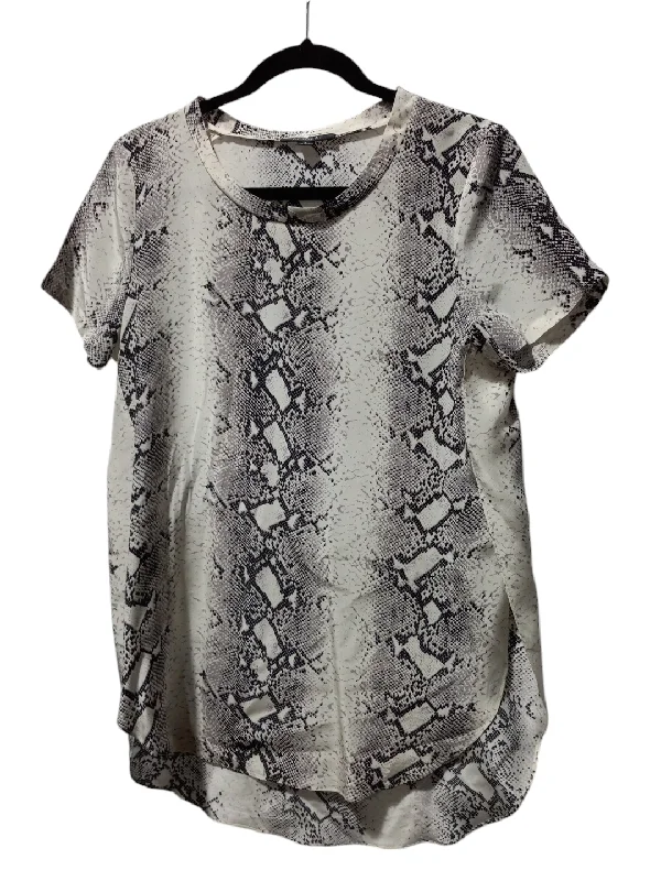 women's tops with sheer overlaysBlouse Short Sleeve By Clothes Mentor In Snakeskin Print, Size: S