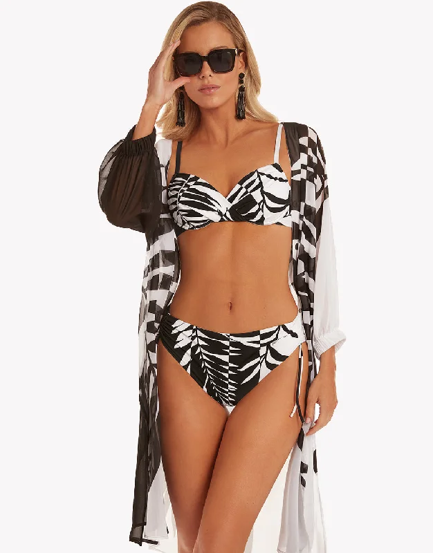 Wrap Female SwimwearBlack and White Underwired Bikini Set