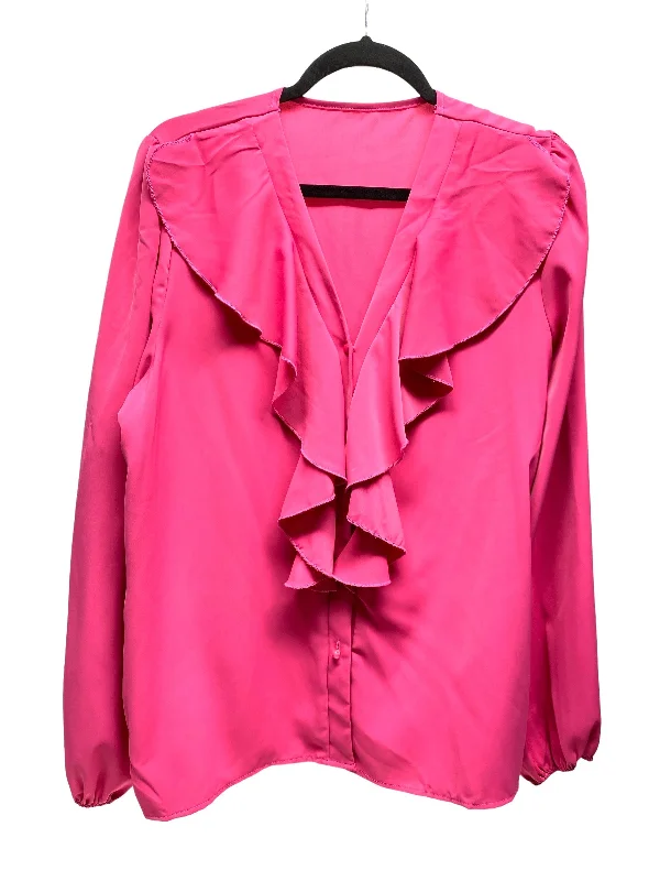 women's tops in solid colorsBlouse Long Sleeve By Clothes Mentor In Pink, Size: Xl