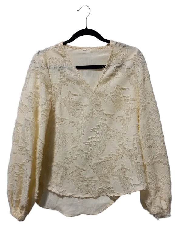 women's tops with cold-shoulder cuts and lace detailingBlouse Long Sleeve By Clothes Mentor In Cream, Size: S