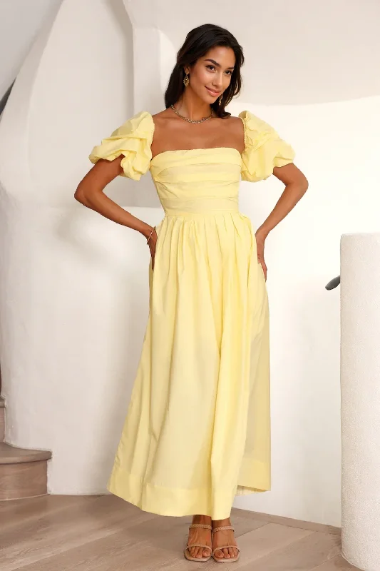 women's bespoke dressesBirthday Picnic Maxi Dress Yellow