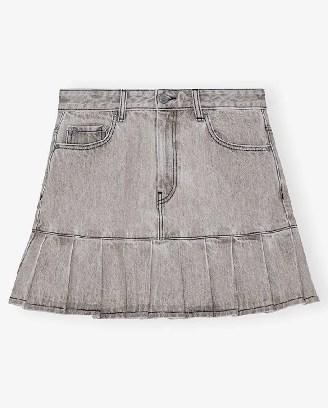 women's custom dressesDenim Pleated Mini Skirt Gray Quill