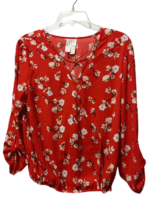 women's tops for wedding guest attireBlouse Long Sleeve By Clothes Mentor In Floral Print, Size: L