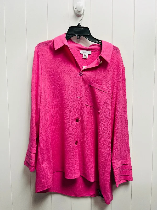 women's tops for creating capsule wardrobesBlouse Long Sleeve By Clothes Mentor In Pink, Size: L