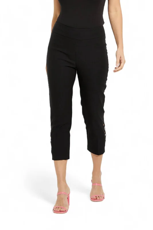 women's dress pantsCapri Pants With Grommets In Black