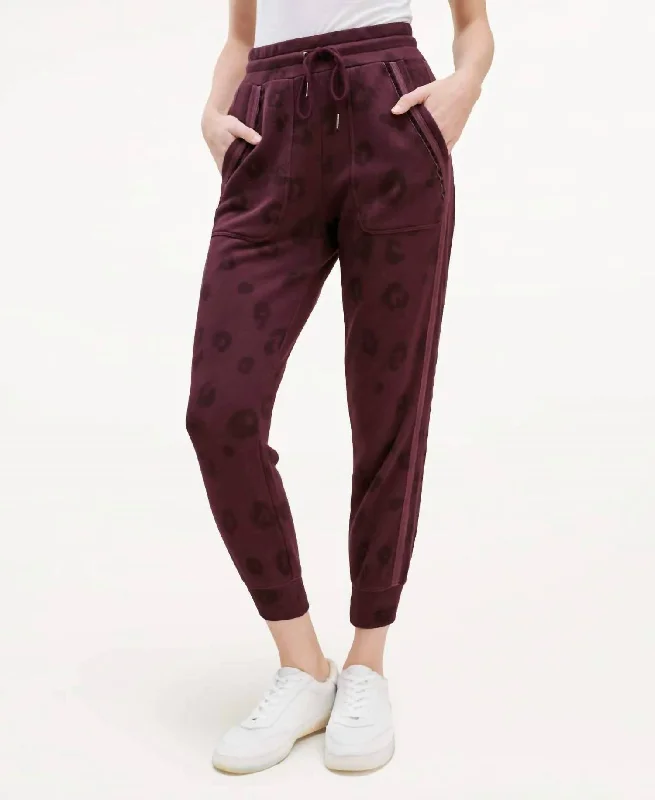 women's hot pantsCorinna Jogger Pant In Black Cherry Leopard