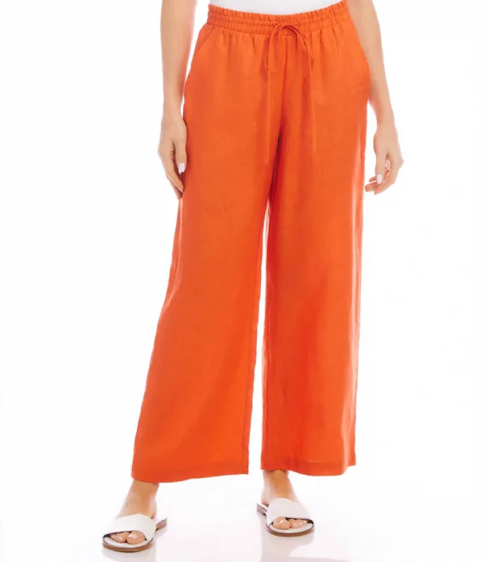 women's skinny pantsDrawstring Wide Leg Pants In Orange