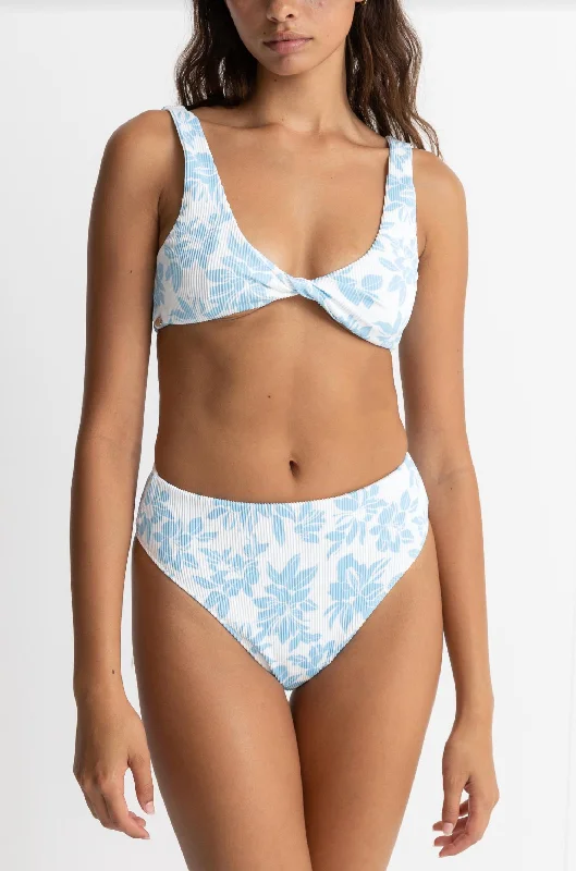 Halter Bikini FemaleGrace Floral Twist Front Top In Mid Blue