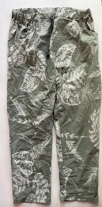 women's floral pantsGreen Pants Ankle Kaktus, Size Xxl