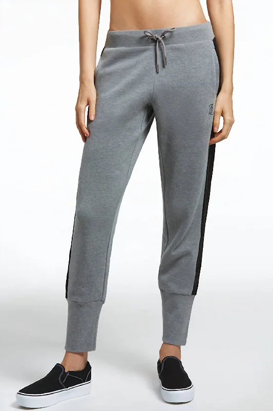 women's zipper pantsSide Bling Fleece Jogger In Light Grey