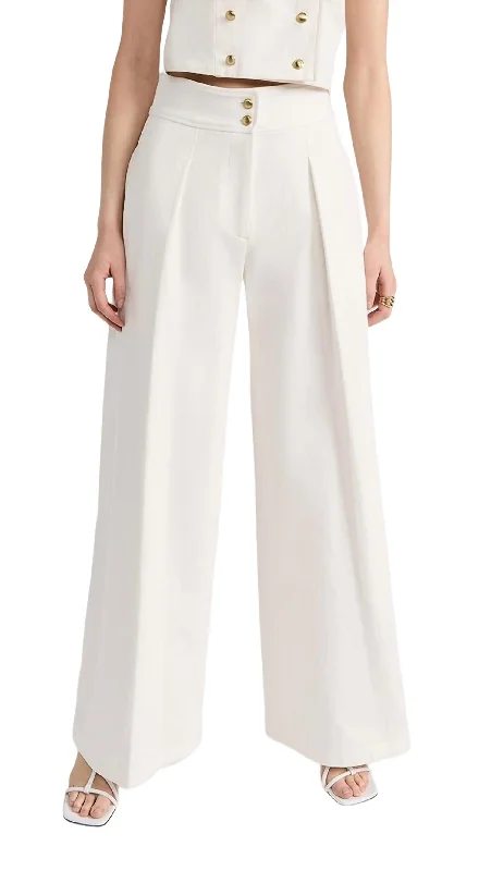 women's summer pantsWide Leg Pleat Front Pant In White