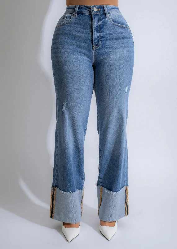 Petite DressCuffed Edge Distressed Jeans Light Denim