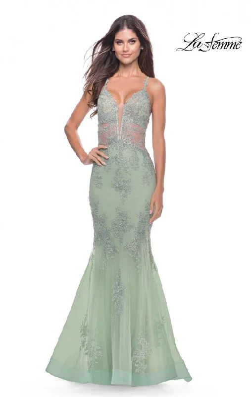 women's handmade dressesLa Femme 31598 Mermaid Tulle/Lace Bodice Gown