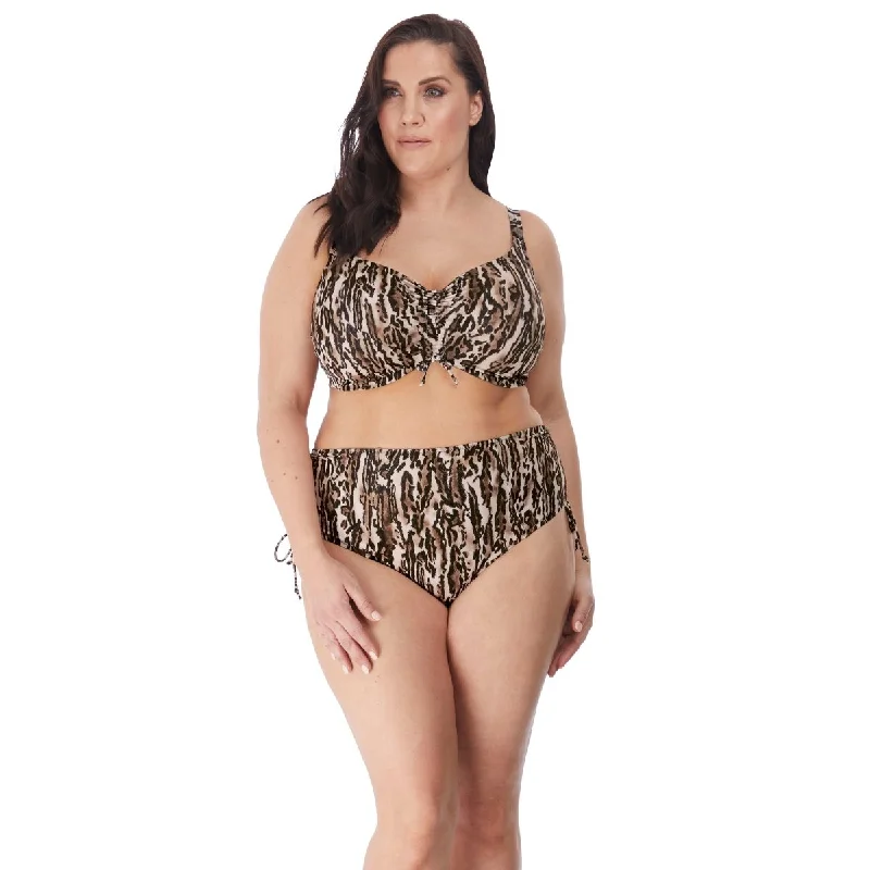 Animal Print Female SwimwearFierce UW Plunge Bikini Swim Top Black- ES7202