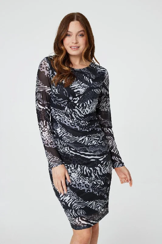 women's wrinkle-resistant dressesAnimal Print Bodycon Short Dress