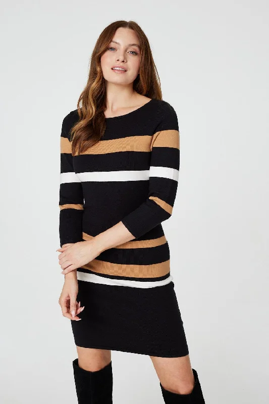 women's bespoke dressesStriped Bodycon Knit Dress