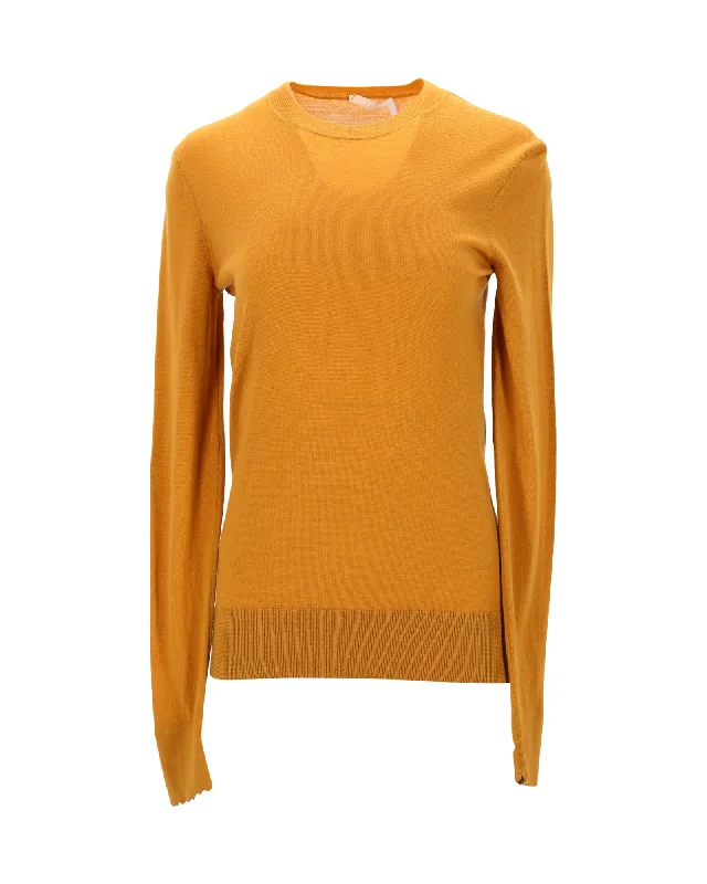 Flannel-Lined SweatersChloe Crewneck Sweater in Mustard Yellow Wool