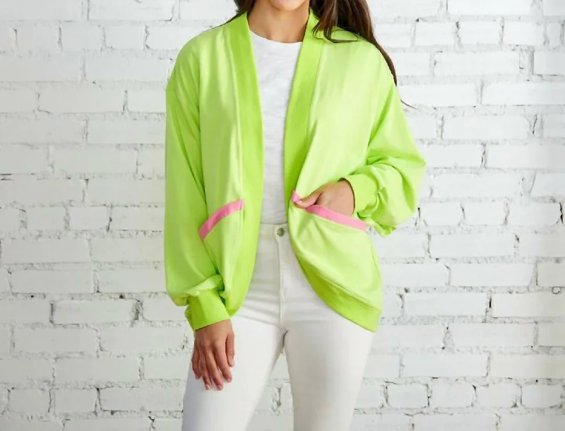 Flannel Patterned Cashmere SweatersCoastal Cardigan In Neon