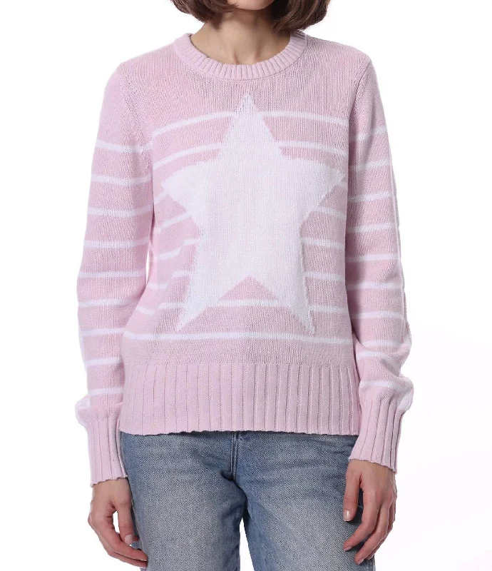 Thick Turtle-Neck Wool SweatersCotton Cashmere Star Sweater In Pink