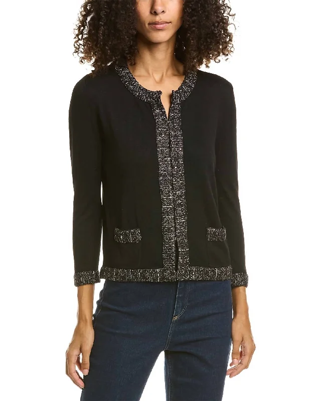 Thick Turtle-Neck Wool SweatersFairbanks Cardigan In Black