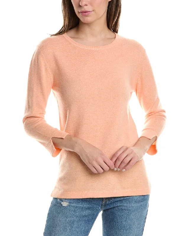 Soft Thick Cashmere SweatersForte Cashmere 3/4-Sleeve Crew Cashmere Sweater