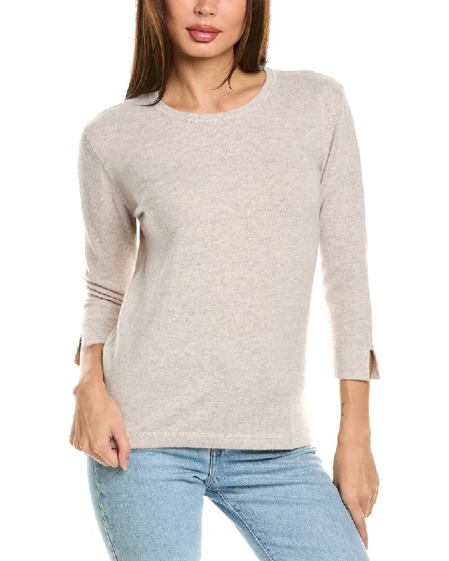 Crewneck SweatersForte Cashmere 3/4-Sleeve Crew Cashmere Sweater