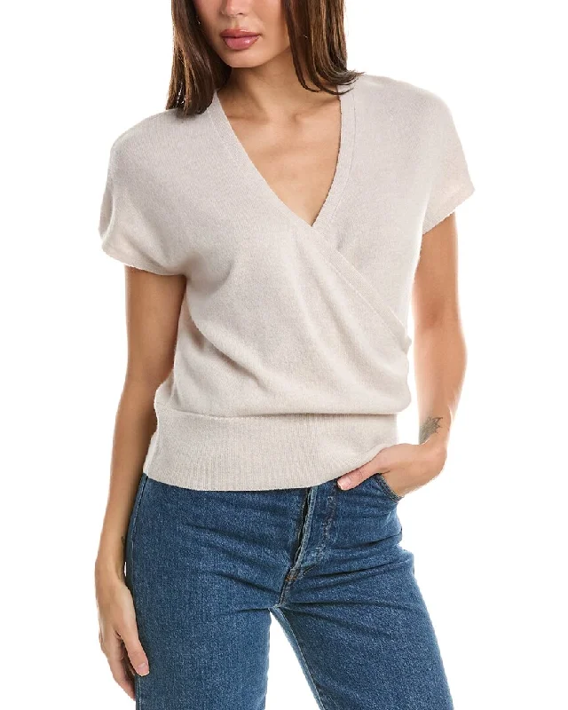 Discounted SweatersForte Cashmere Cap Sleeve Surplice Cashmere Sweater